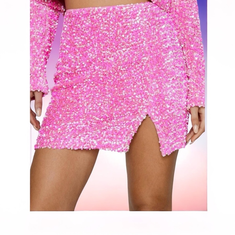 Nasty Gal Pink Sequin Mini Skirt NWT